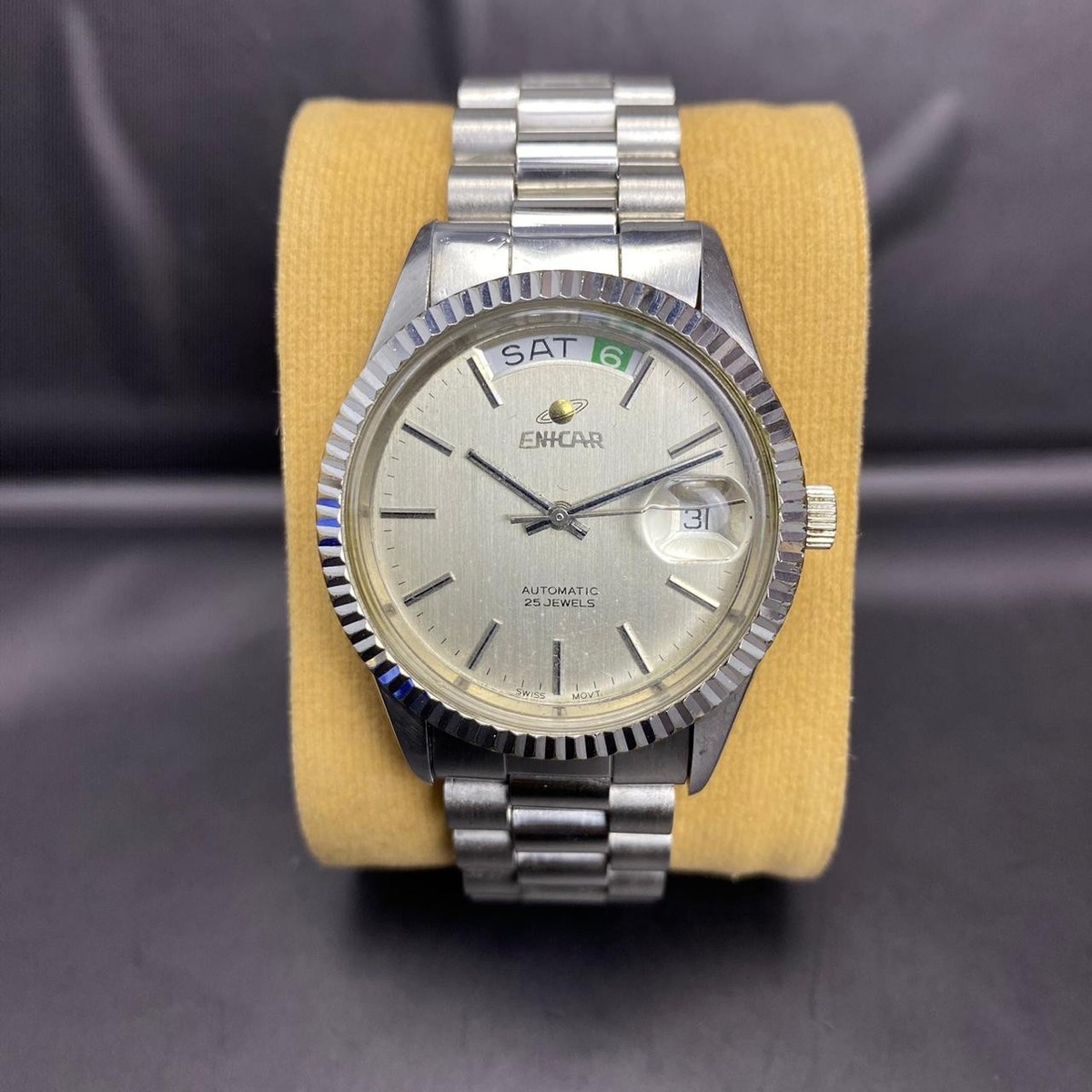 RARE Enicar President Silver Dial Automatic 2169-51-32 Day Date
