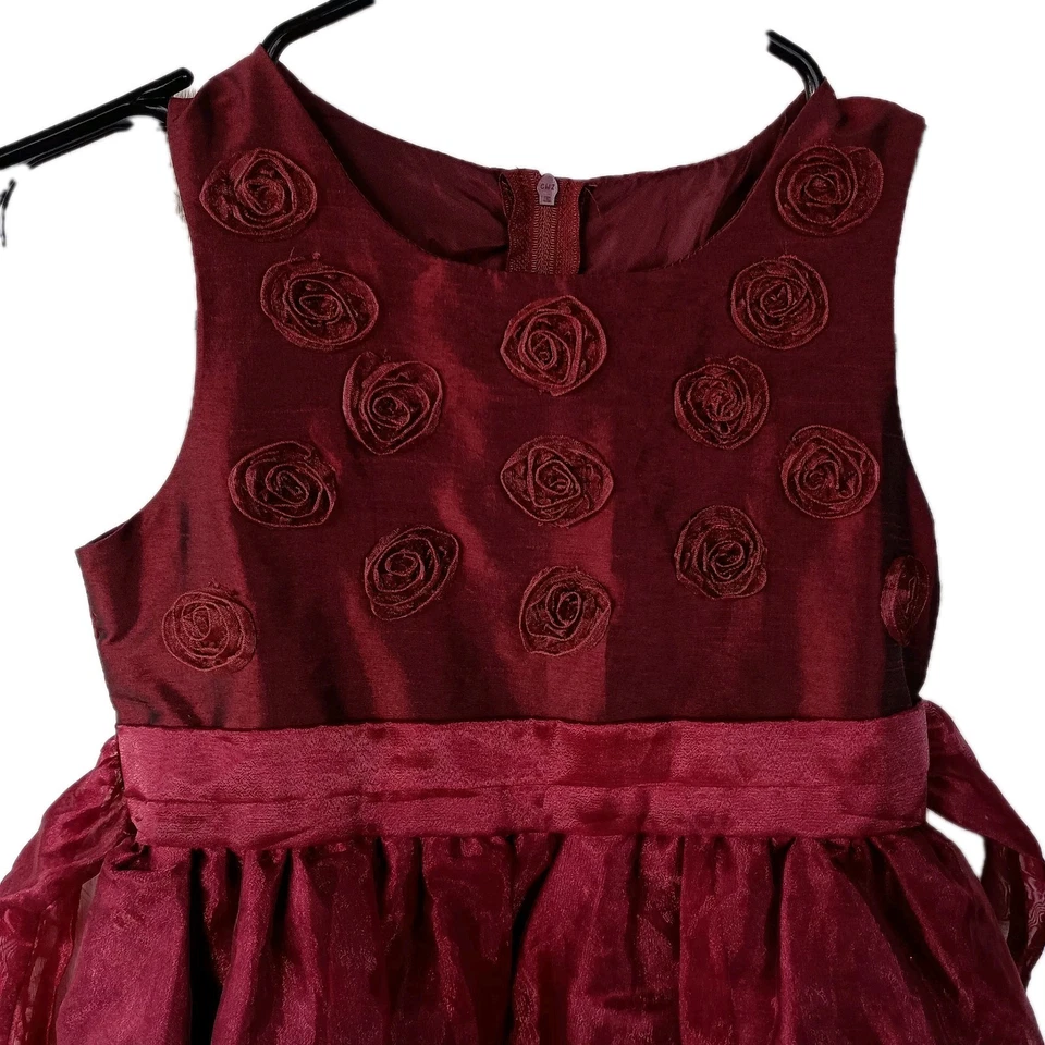  Vestido Formal Cherokee Fiesta de Vacaciones Niñas 6 Granate Borgoña Navidad Acción de Gracias  Foto 3 de 4