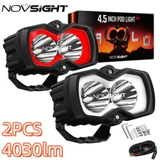NOVSIGHT 4.5'' LED Work Lights Bar Spot Pod SUV JEEP Truck Offroad Red/White DRL