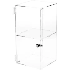 Plymor Clear Acrylic Square Locking Display Case, 1 Shelf, 16" H x 8" W x 8" D