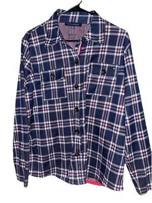 Women s Tommy Hilfiger Heavy Plaid Button Up Flannel Sz Large