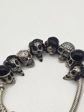 8 Mini Sterling Gothic Goth Skull Head Charms Fits Popular Branded Bracelet