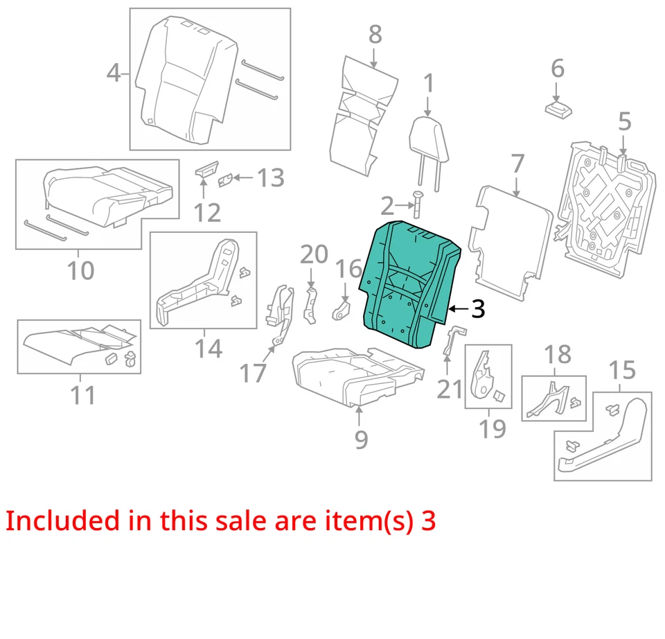 Se adapta a Honda Passport 19-23 asiento trasero derecho del lado del pasajero cuero gris OEM Foto 4 de 4