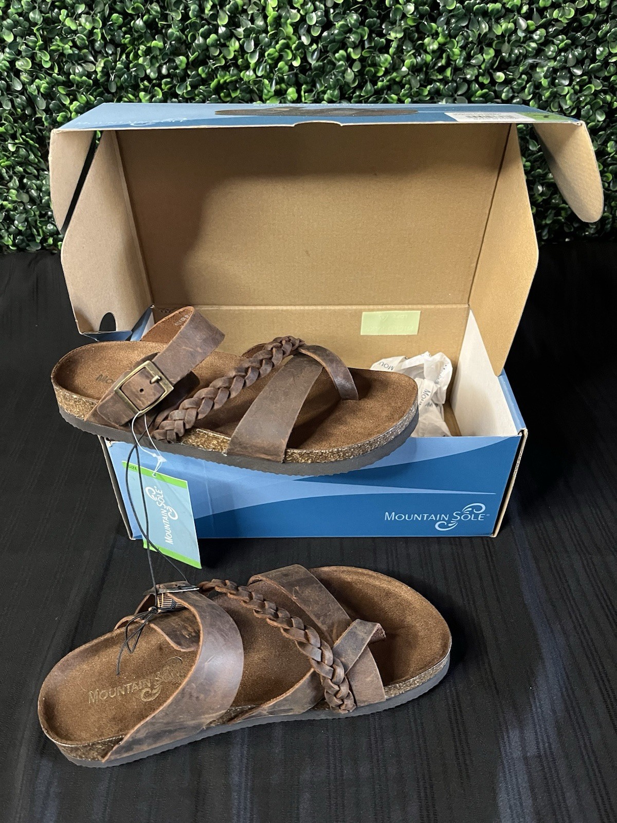 Sandalias para mujer con suela de montaña talla 7 trenzadas de cuero marrón sin cordones verano playa