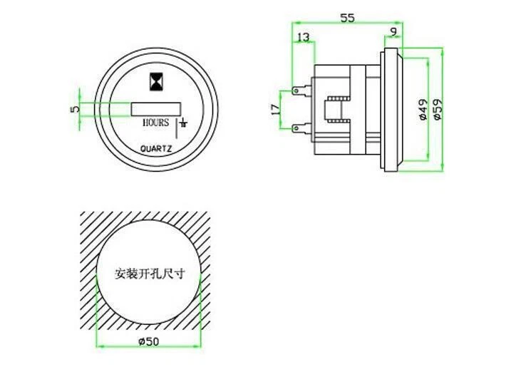8~80V Car Gauge Meter Car ATV Boat Engine Mechanical Round Hour Meter Waterproof Foto 4 de 4