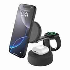 Belkin UltraCharge Pro 3-in-1 Qi2 25W Magnetic Charging Dock Charcoal WIZ040TTCH