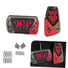 Automotive Foot Pedals, Non-Slip No Drilling Required Pedal Pads, 2 PCS Red