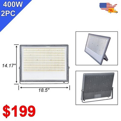 2 Pack 400 Watt 48000Lms Outdoor LED Flood Light Fixture Ourside Park Floodlight
