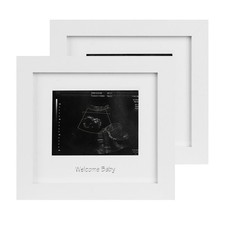 IHEIPYE Baby Sonogram Photo Frame 2-Pack White Silver Ultrasound Picture Gift