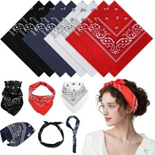 PLULON Bandanas for Men Women 4/12/24/30 Pack, White, Red, Black, Navy Blue