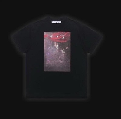 Authentic OFF-WHITE Sprayed Caravaggio Short-Sleeve Oversize Tee Black Size  L 