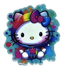5 Pc - Rainbow Hello Kitty - Acrylic Flatback Charms - For Badge Reels - Crafts