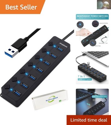 Individual Power Switches on 7-Port USB 3.0 Hub - Elegant Design & Fast Transfer