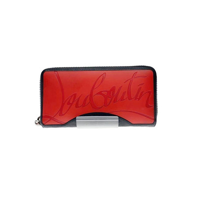 Christian Louboutin Authentic Bi-fold Long Wallet Logo Embossed Black Red...