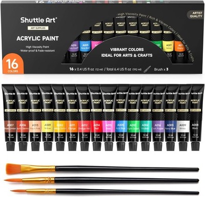 Shuttle Art Acrylfarbe Set 16 Tuben 12ml 04 oz Künst