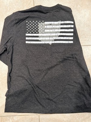 State of Mine Men's Dark Gray Graphic Print Ohio Flag T-Shirt XL Long Sleeve