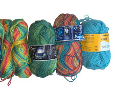 220 g ca. SOCKENWOLLE-RESTE  3 x SILBEREFFEKT  OPAL + 1 x REGIA Glitter