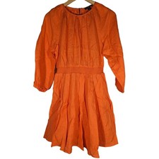 J Crew Orange Linen Smocked Waist Mini Dress Size XS