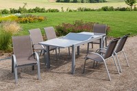Mx Alu GartenmöBel Amalfi Taupe 7Tlg. Esstischgruppe BalkonmöBel TerrassenmöBel