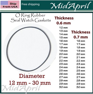 Rubber Watch Case Back O Ring Round Gasket 12mm-38mm Thick 0.6 0.7 mm