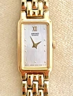 Vintage SEIKO Women Gold Plated 7 1/4" Watch 2E20-6859 MOP Dial RUNS NO BATTERY