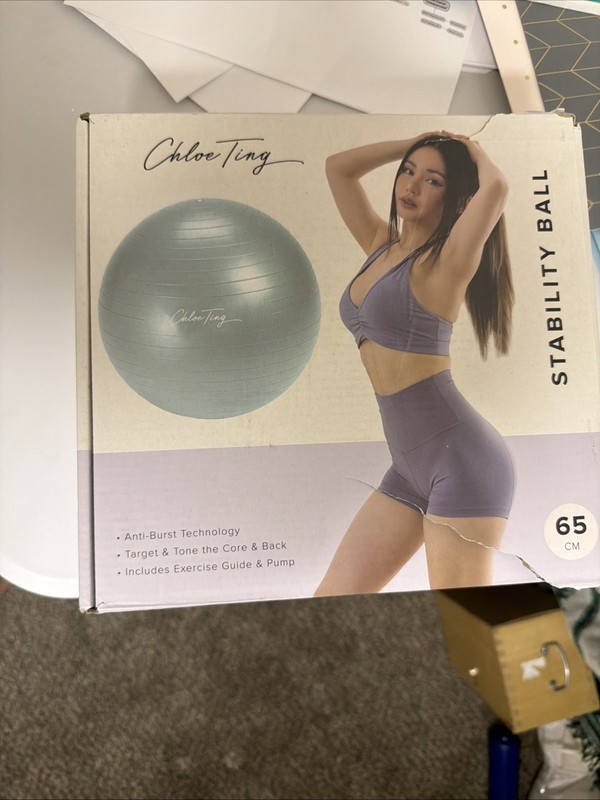 New Chloe Ting 65cm Stability Ball, W/pump And Exercise Guide Gym Yoga 