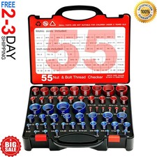 55Pcs Nut and Bolt Thread Checker 25 Metric 30 SAE Inch Thread Gauge Set, Deta