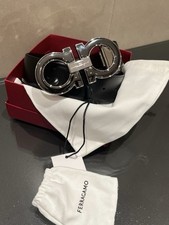 Salvatore Ferragamo Gancini Mens Reversible Belt Black Brown Size 95 Adjustable