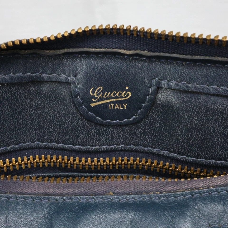 古驰手提包女式蓝色 PVC 皮革装饰波士顿包雪利酒线 70 年代复古 — 第 3/4 张图片