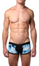 Justin Case JustinCase Blue Water Print Boxer Briefs Trunks Small S