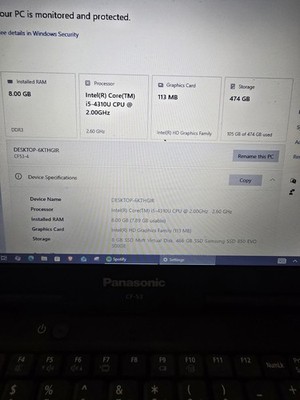 Panasonic  CF-53 Core i5 3rd Gen  16GB RAM 256GB MK2 WIN 10 PRO BLACK