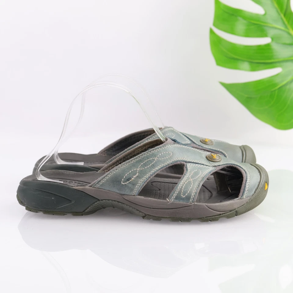 Sandálias KEEN Feminina Pórtico Tamanho 10 Tanga de Couro Azul Protetor de Biqueira Externa - Imagem 3 de 4