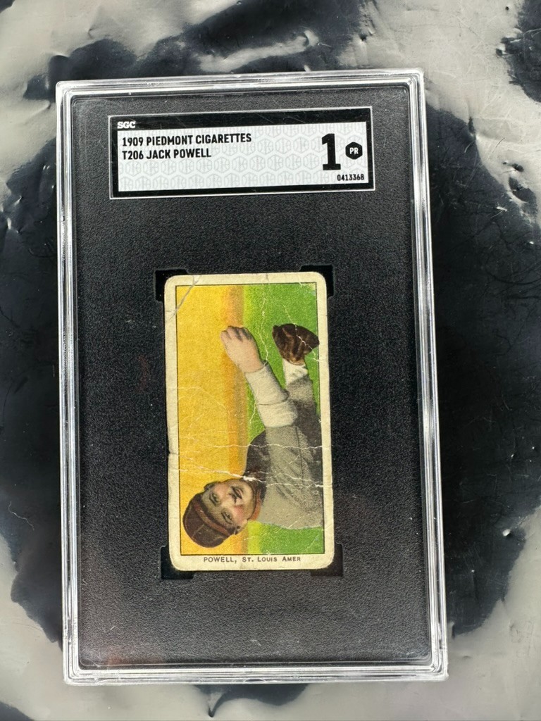 1909-11 T206 Jack Powell Piedmont SGC 1 Tobacco RARE St Louis