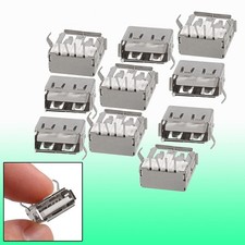 10 Pcs USB A Female Jack Bent Pin Board Connector