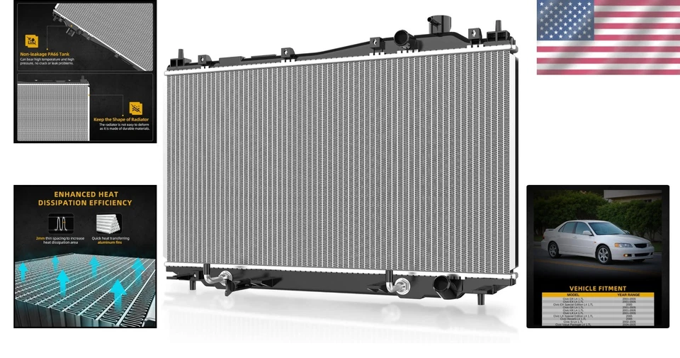 Complete OEM Radiator for Honda Civic 2001-2005 | Durable & Reliable Cooling - Image 2 of 4
