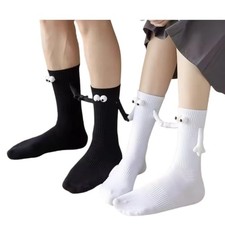 Magnetic Holding Hands Socks - 2 Pairs Funny Couple Socks for Women, Men,