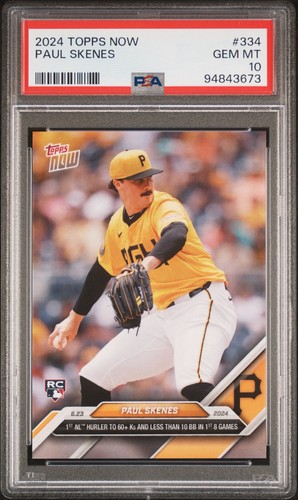 Paul Skenes 2024 Topps Now ROOKIE RC #334 PIRATES PSA 10