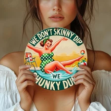 1pc of 8 X 8 Inch Tin Metal Signs Fun Pool Metal Wall Art Sign - Round Aluminum 