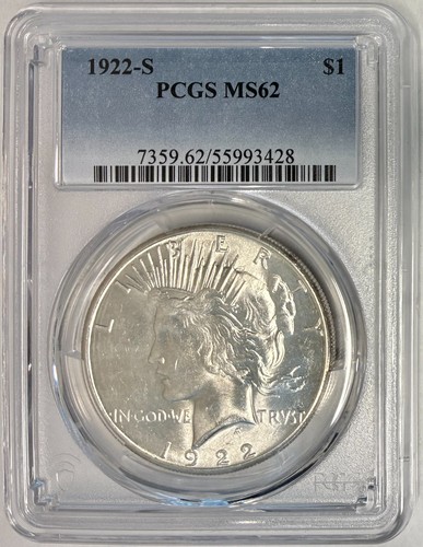 1922-S Silver Peace Dollar, PCGS MS-62, Better Date!