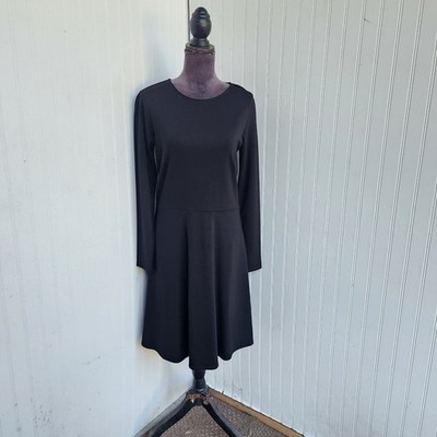 H&M Basic Black Slip-On Long Sleeve Knee Length Sheath Dress Rayon Sz M