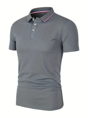Men's Breathable Summer Polo Shirt Short Sleeve Business Casual Solid Top Gift