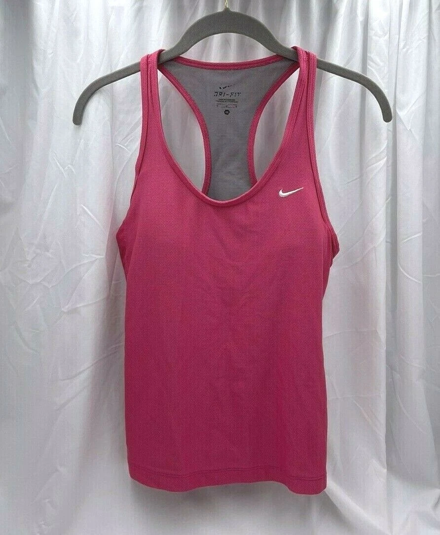 Nike Womens Dri-Fit Pink Racerback Built in Sports Bra Tank Top