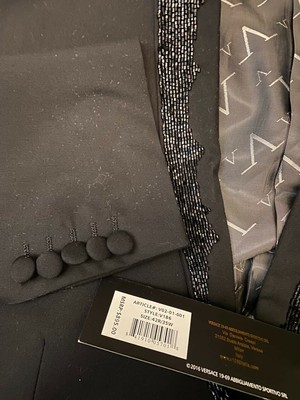 $895 NWT VERSACE BLAZER BLACK TUXEDO EVENING FORMAL SUIT JACKET  42R/35W MEN