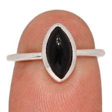 Black Onyx - Brazil 925 Sterling Silver Ring Jewelry s.6 CR71892