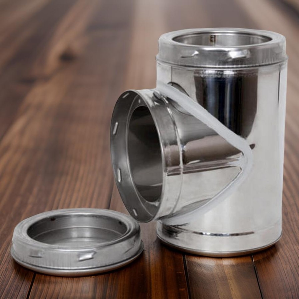 6" ID Class A Double Wall Tee & Plug Insulated Stove Pipe Fuel