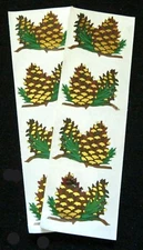 Mrs Grossman Two Vintage Sheets 2x6 inch 'Pine Cones' (Metallic c-1997)