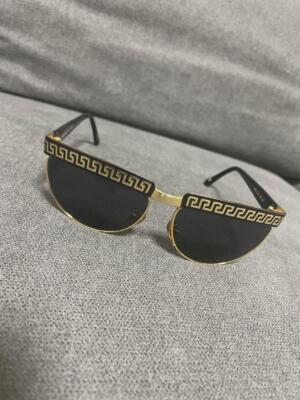 GIANNI VERSACE Sunglasses Greca Gold Frame Medusa Hardware Case