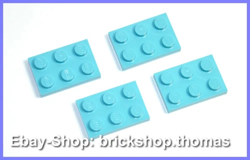 Lego 4 x Platte (2 x 3) - 3021 blau - Medium Azure Plate Plates - NEU / NEW