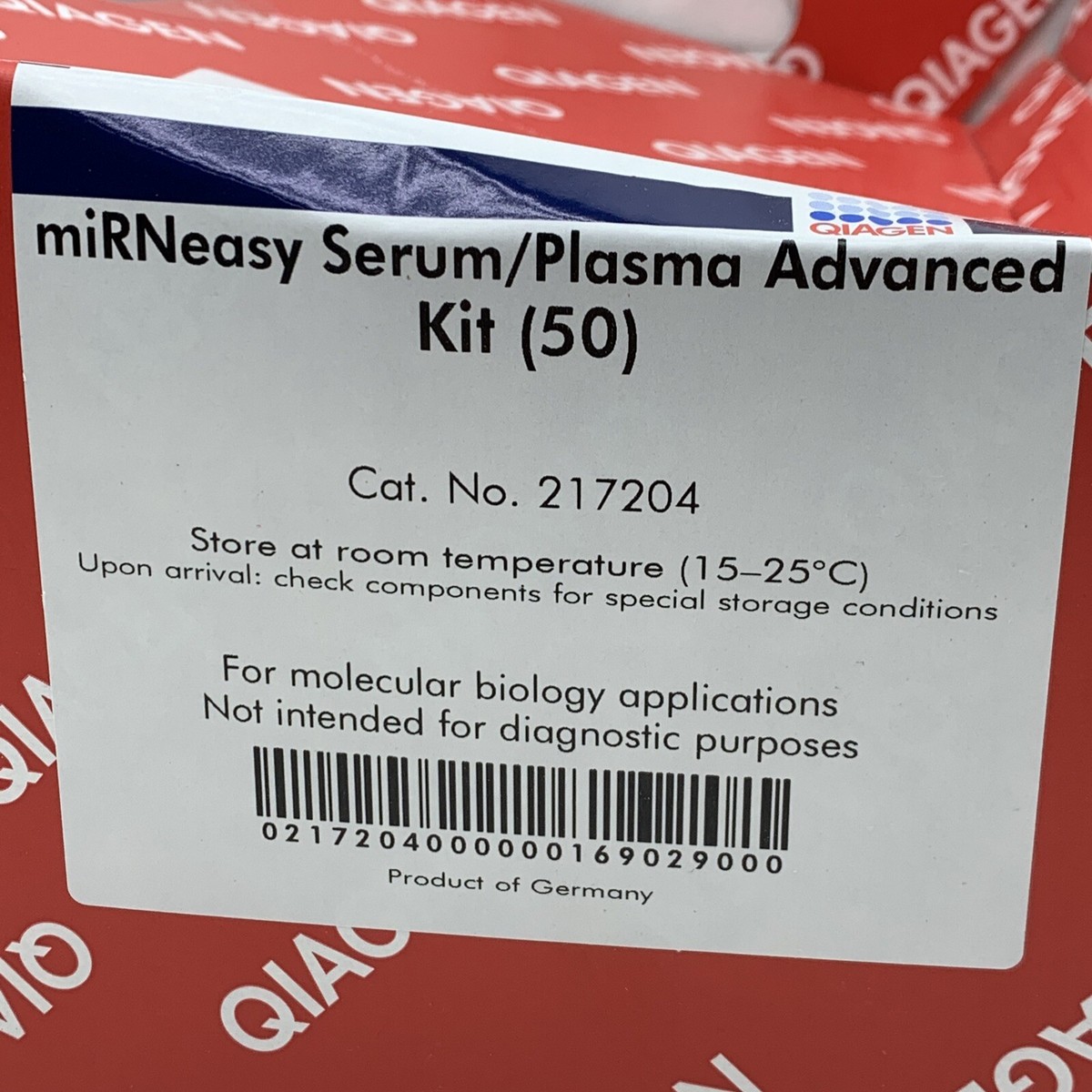 Qiagen 217204 miRNeasy Serum/Plasma Advanced Kit with Qiagen 217204 miRNeasy Serum/Plasma Advanced Kit with