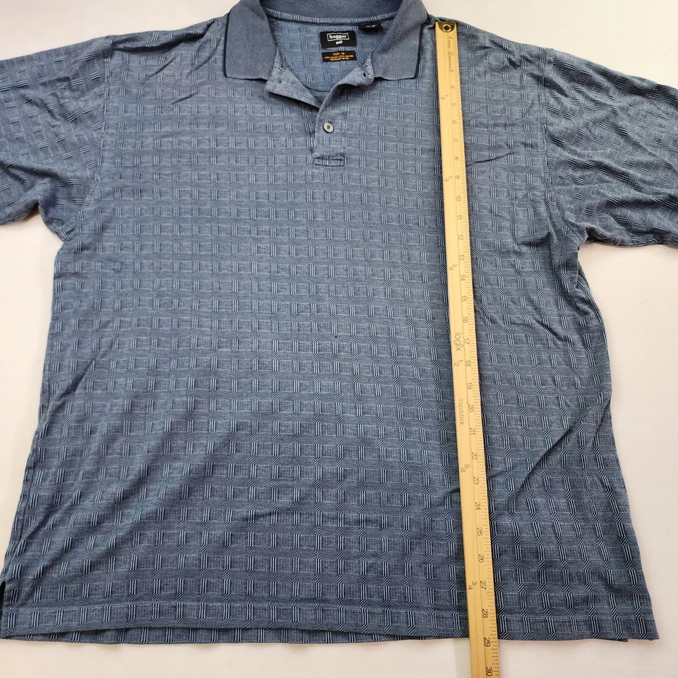 Polo de Golf Haggar Hombres XL Azul Gris Genial Geométrico Cuello Deportivo Preppy Verano Foto 4 de 4